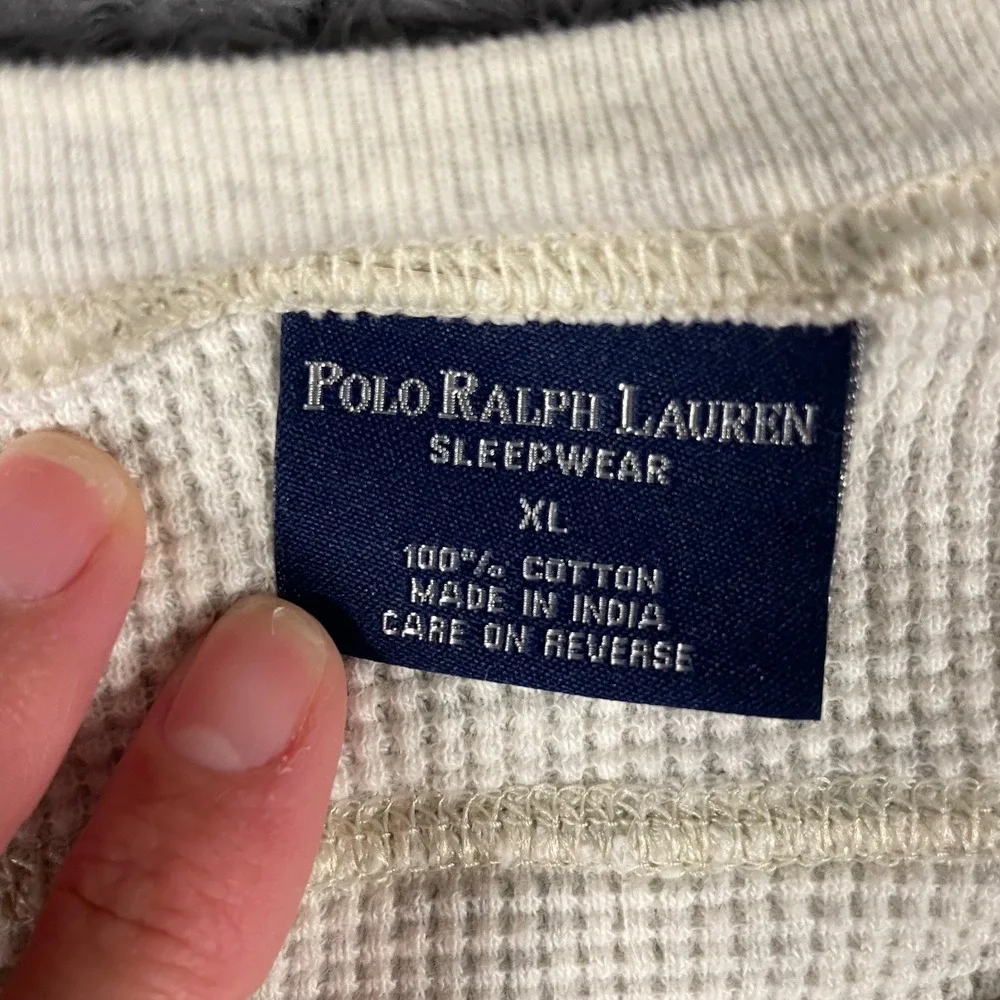 Polo Ralph Lauren Men Size XL Waffle Knit Sleepwear Thermal Top Cream Loungewear